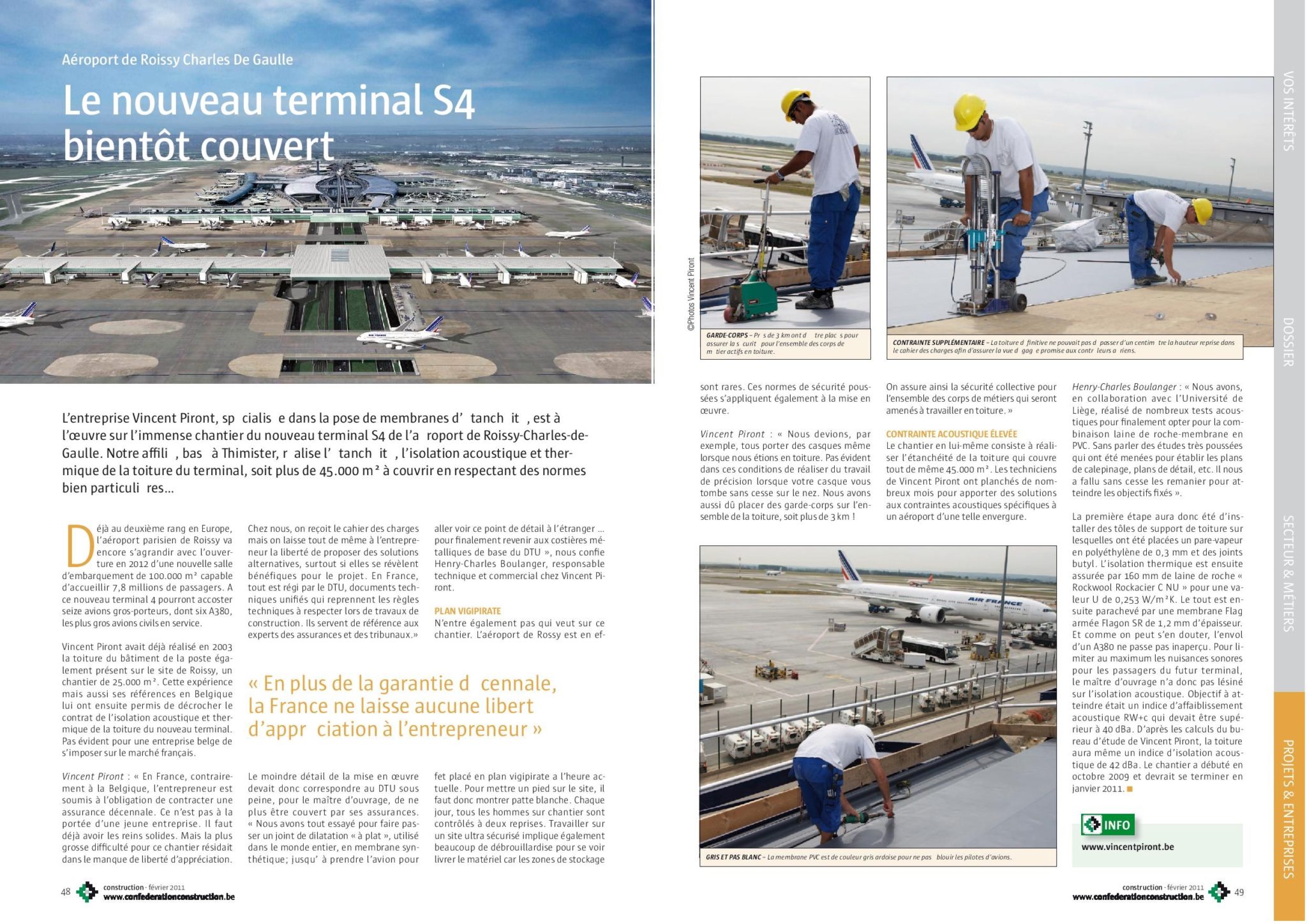 Réalisation de toiture et isolation Terminal S4 – Aéroport Roissy Charles de Gaulle